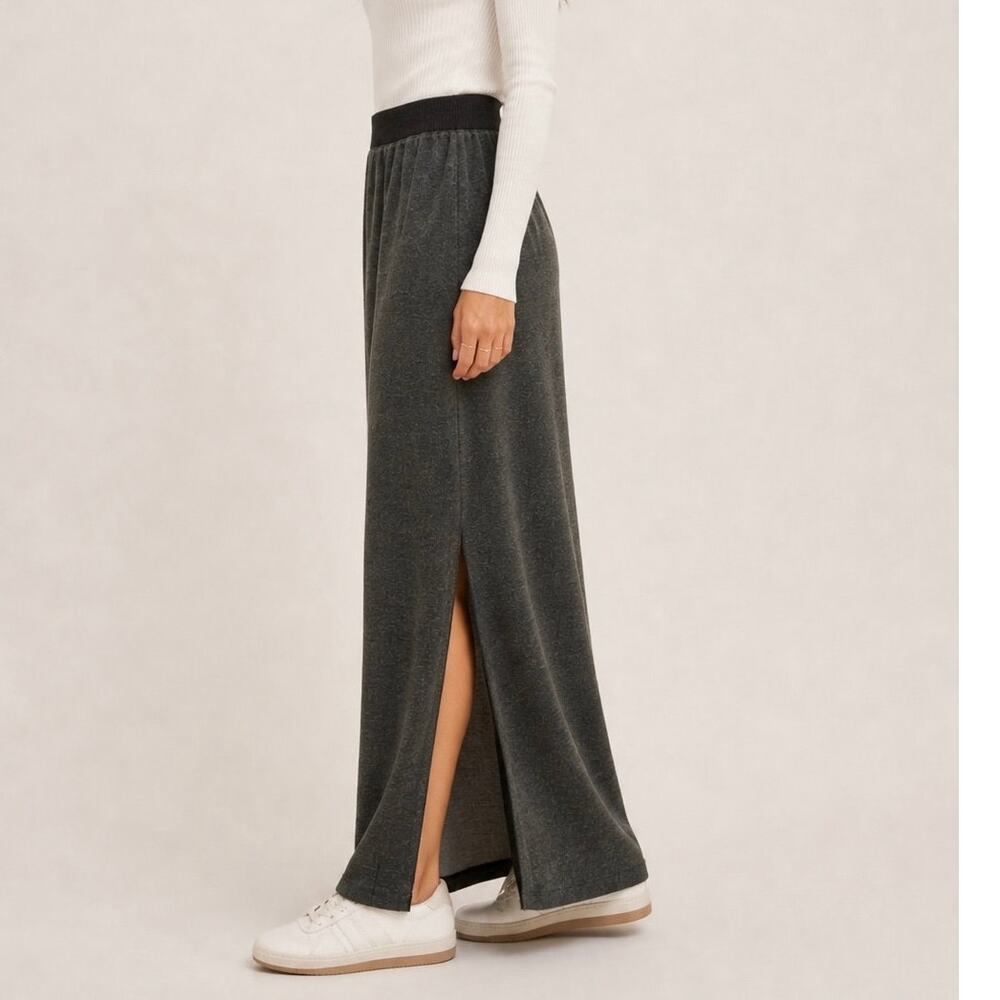 Elie Tahari Knit Midi Skirt Charcoal Gray Women’s Size M Modest Length NWT